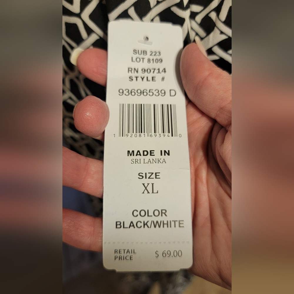 MSK Black & White Geometric Ring-Detail Women's Dress XL NWT - Picture 4 of 4